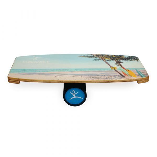 Wooden Balance Board Trainer with Rubberized Anti-Slip Roller. Serfing Design. 27.5 x 13.7 in.