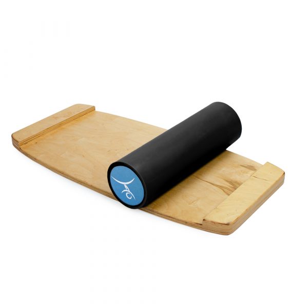 Wooden Balance Board Trainer with Rubberized Anti-Slip Roller. Big Wave Design. 27.5 x 13.7 in.