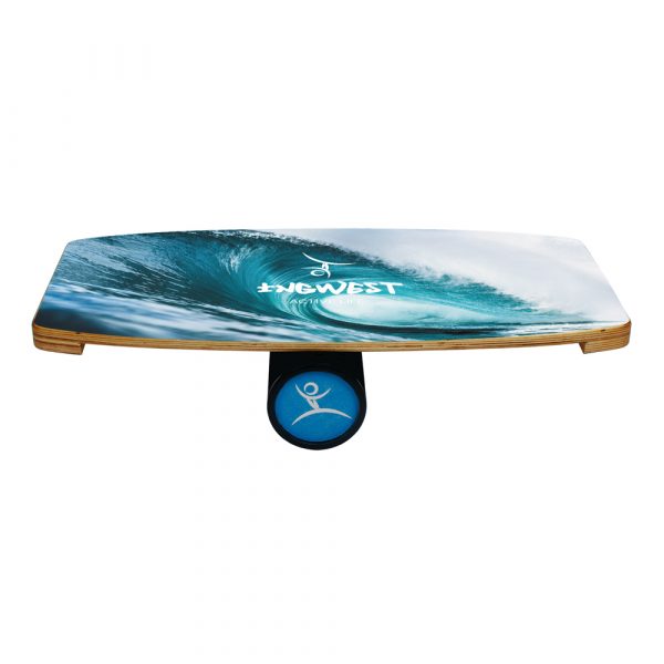 Wooden Balance Board Trainer with Rubberized Anti-Slip Roller. Big Wave Design. 27.5 x 13.7 in.