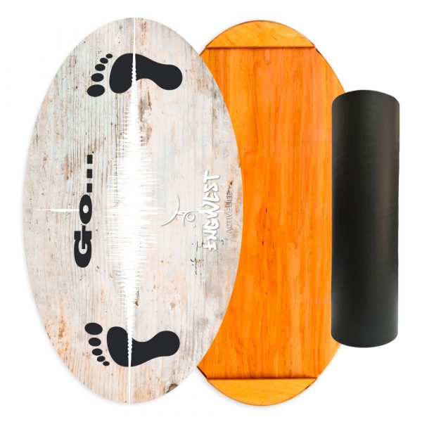 Wooden Balance Board Trainer with Rubberized Anti-Slip Roller. Go Design. 27.5 x 15.7 in.