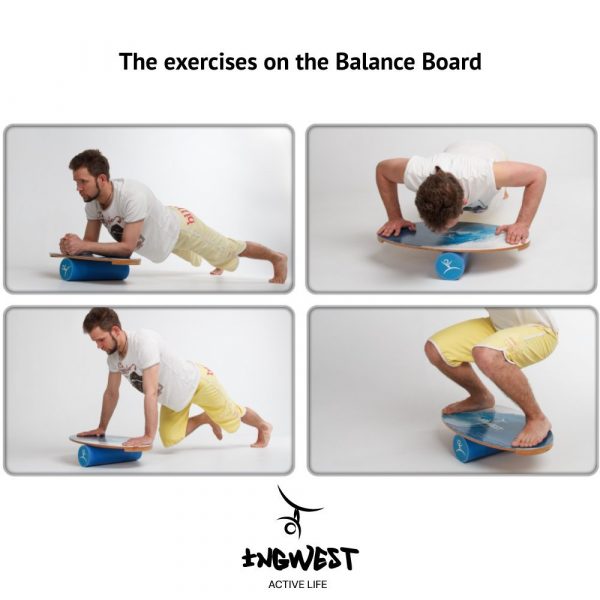 Wooden Balance Board Trainer with Roller. Island Design. 15.7 x 27.5 in.