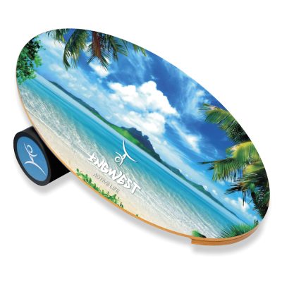 Wooden Balance Board Trainer with Rubberized Anti-Slip Roller. Island Design. 27.5 x 15.7 in.