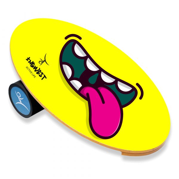 Wooden Balance Board Trainer with Rubberized Anti-Slip Roller. Tongue Design. 27.5 x 15.7 in.