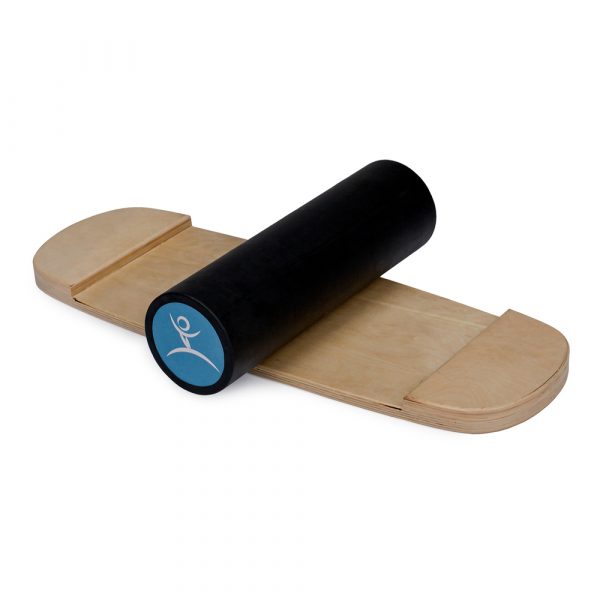 Wooden Balance Board Trainer with Rubberized Anti-Slip Roller. W.A.S. Design. 27.5 x 9.8 in.