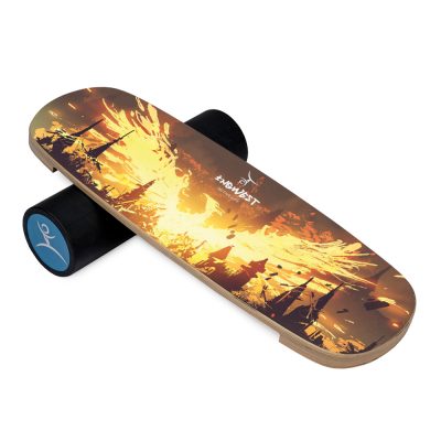 Wooden Balance Board Trainer with Rubberized Anti-Slip Roller. Phoenix Mini Design. 27.5 x 9.8 in.