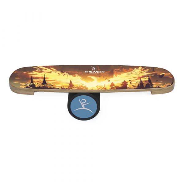 Wooden Balance Board Trainer with Rubberized Anti-Slip Roller. Phoenix Mini Design. 27.5 x 9.8 in.