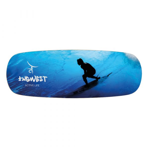 Wooden Balance Board Trainer with Rubberized Anti-Slip Roller. Surfer Mini Design. 27.5 x 9.8 in.