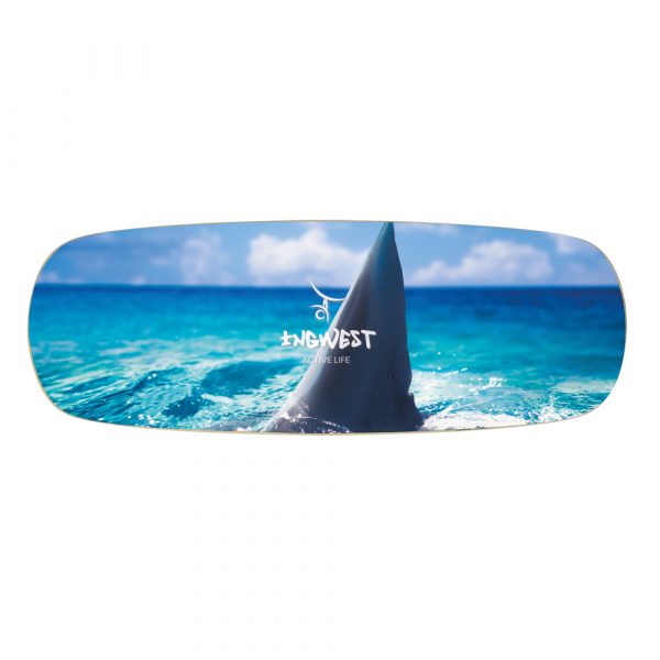 Wooden Balance Board Trainer with Rubberized Anti-Slip Roller. Shark Fin Design. 27.5 x 9.8 in.